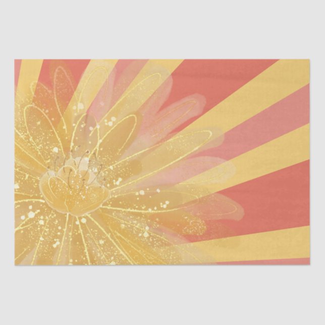 Floral Sunburst Orange Pink Abstract Sun Tissue Paper (Front)