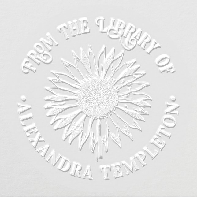 Floral Sunflower #2B Round Library Book Name Embosser (Design)