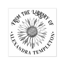 Floral Sunflower #2B Round Library Book Name