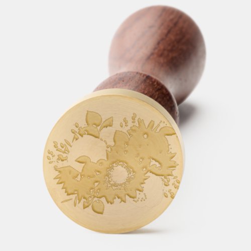 Floral Sunflower and Roses Floral Wedding Seal Wax Seal Stamp