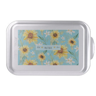 Floral Sunflower Best Mother Ever Leaf Blue White Cake Pan