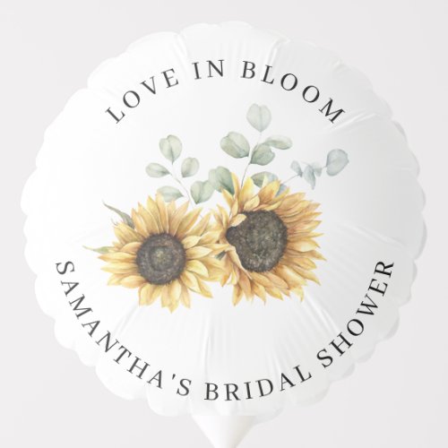 Floral Sunflower Bloom Eucalyptus Bridal Shower Balloon