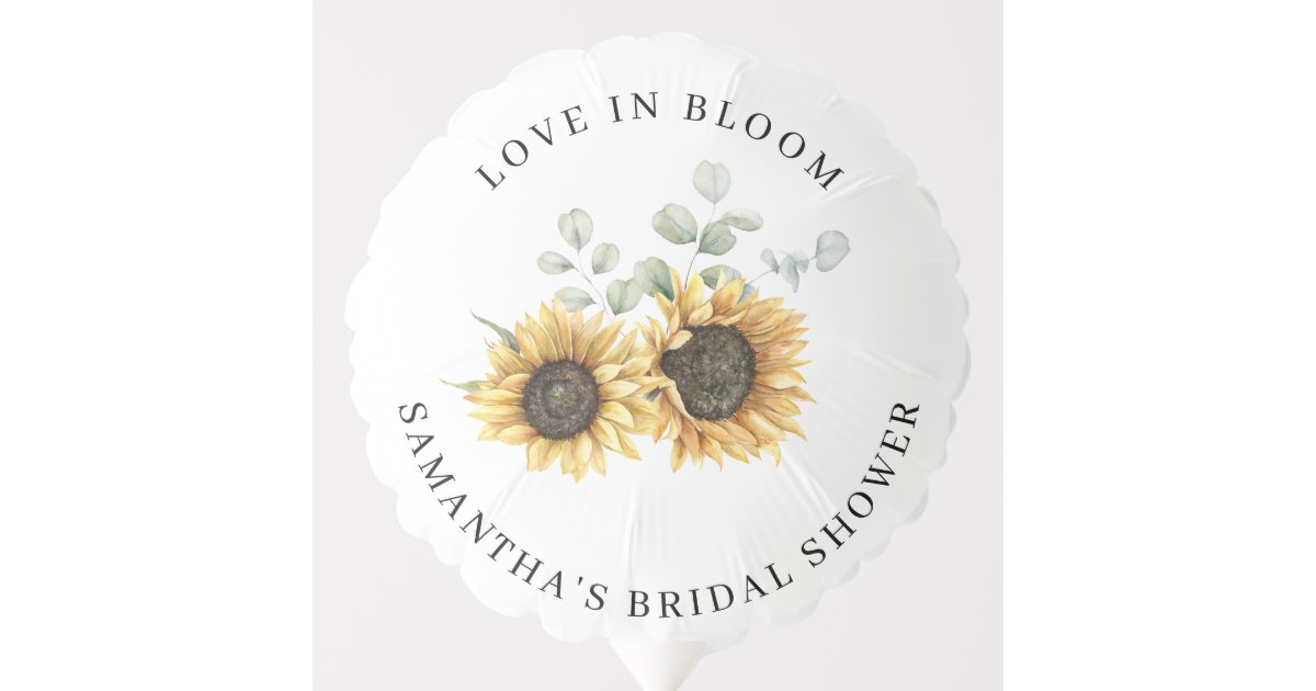 Floral Sunflower Bloom Eucalyptus Bridal Shower Balloon | Zazzle