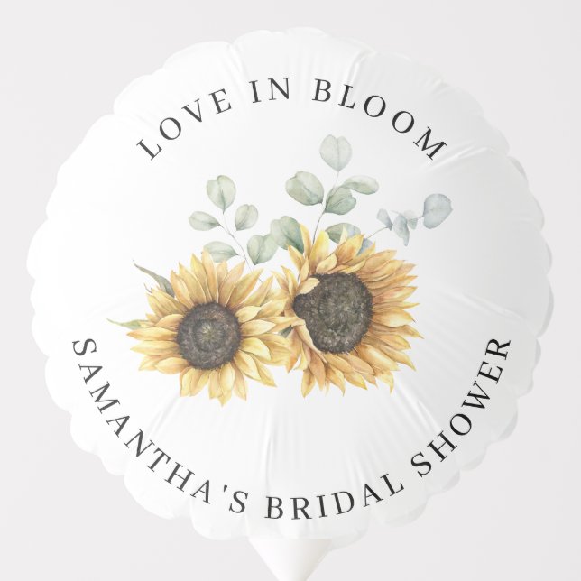 Floral Sunflower Bloom Eucalyptus Bridal Shower Balloon (Front)