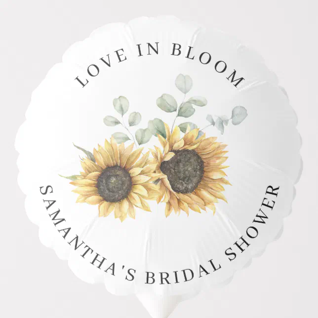 Floral Sunflower Bloom Eucalyptus Bridal Shower Balloon | Zazzle
