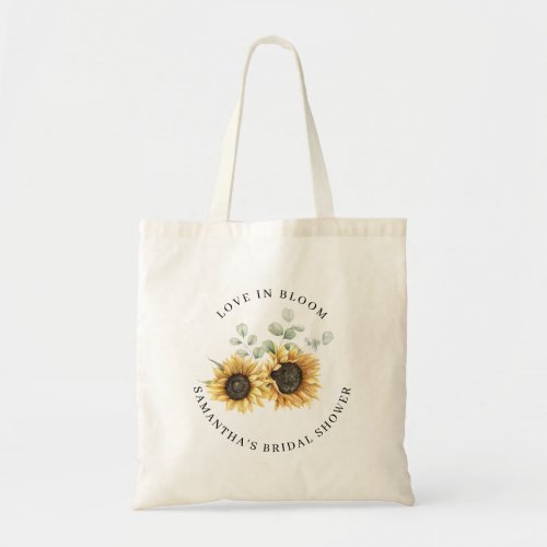 Floral Sunflower Bloom Eucalyptus Bridal Shower Tote Bag