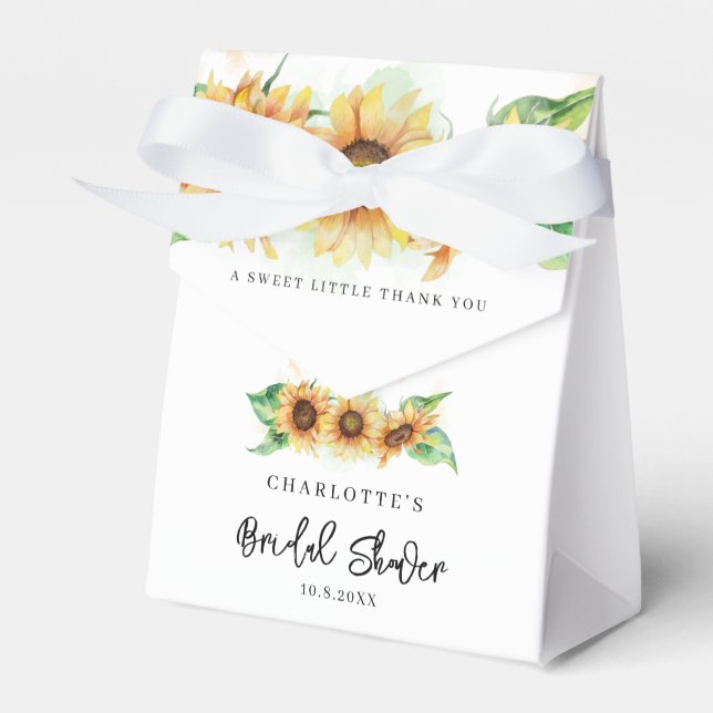 Floral Sunflower Botanical Bridal Shower Favor Boxes (Front Side)