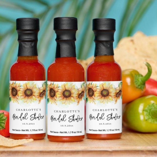 Floral Sunflower Botanical Bridal Shower Hot Sauces (Multi)