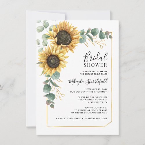 Floral Sunflower Botanical Bridal Shower Invitation