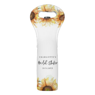Floral Sunflower Botanical Bridal Shower Party Wine Bag