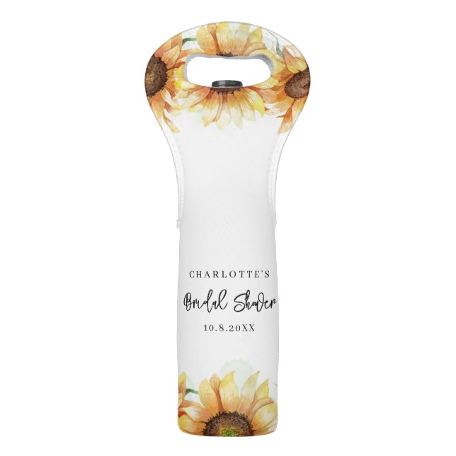 Floral Sunflower Botanical Bridal Shower Party Wine Bag (Front)