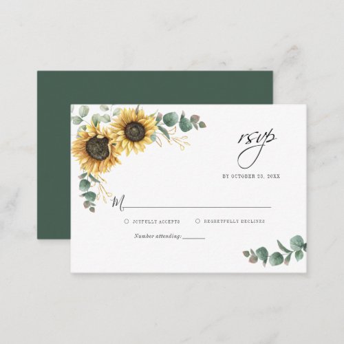 Floral Sunflower Botanical Wedding RSVP Card