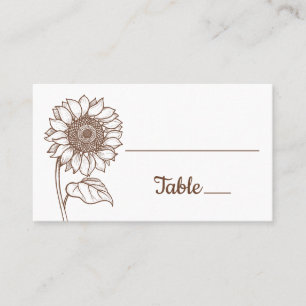 Floral Sunflower Brown Flower Fall Country Wedding Place Card