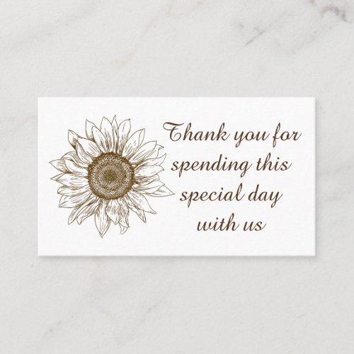 Floral Sunflower Brown Flower Fall Country Wedding Place Card