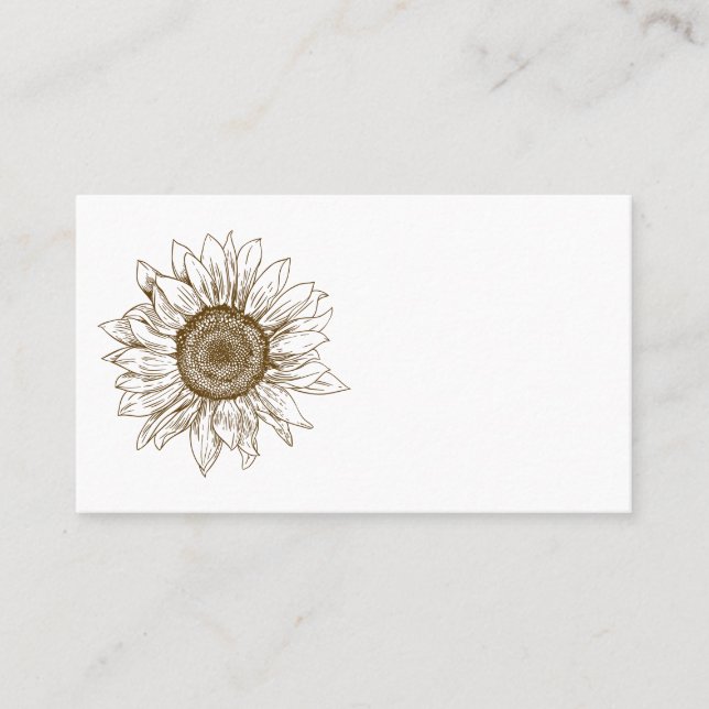 Floral Sunflower Brown Flower Fall Country Wedding Place Card (Front)