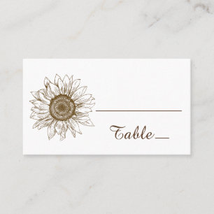 Floral Sunflower Brown Flower Fall Country Wedding Place Card