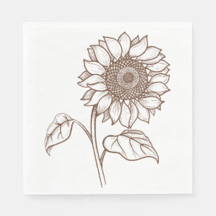 Floral Sunflower Brown Flower Rustic Fall Wedding Napkins