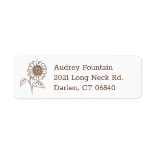 Floral Sunflower Brown Flower Vintage Botanical Label
