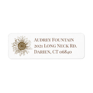 Floral Sunflower Brown Flower Vintage Botanical Label