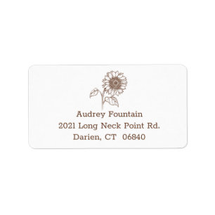 Floral Sunflower Brown Flower Vintage Botanical Label