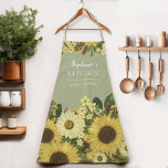 Floral Sunflower Country Women&#39;s Name Apron at Zazzle
