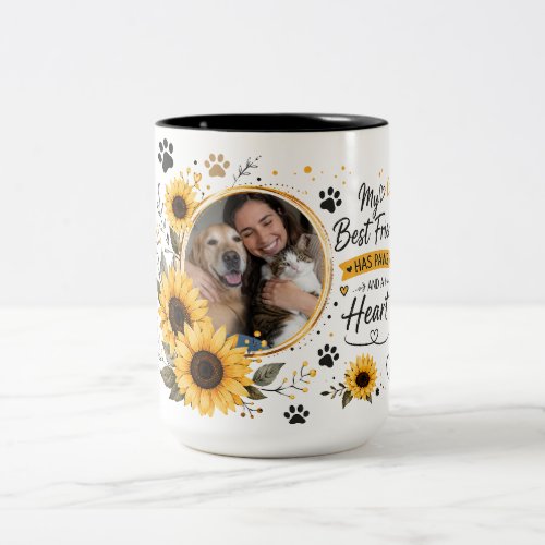 Floral Sunflower Custom Photo Pet Mom Mug