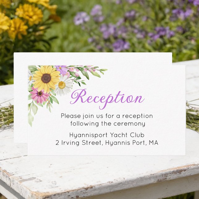 Floral Sunflower Daisy Garden Wedding Reception Enclosure Card (Creator Uploaded)