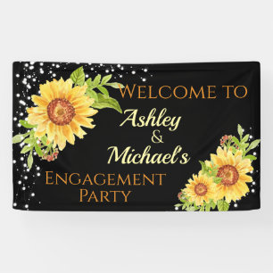 Floral Sunflower Engagement Party Celebration Banner