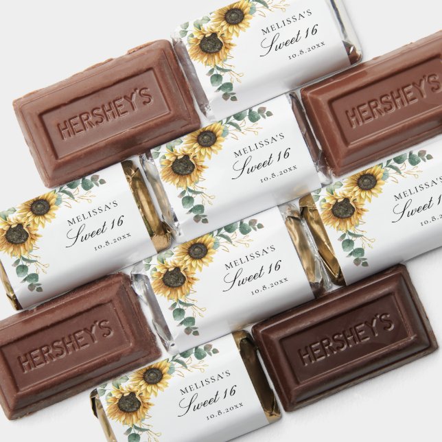 Floral Sunflower Eucalyptus 16th Birthday Party Hershey's Miniatures (Assorted)