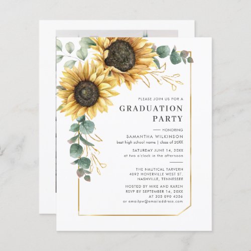 Floral Sunflower Eucalyptus 2024 Graduation Party