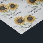 Floral Sunflower Eucalyptus 60th Birthday Custom Tissue Paper<br><div class="desc">Eucalyptus Sunflower Floral Script 60th Birthday tissue paper that you can easily customize with the name of the birthday girl and year by clicking the "Personalize" button. Featuring bright yellow floral and greenery and modern script typography</div>