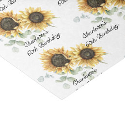 Floral Sunflower Eucalyptus 60th Birthday Custom Tissue Paper