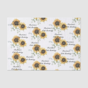 Floral Sunflower Eucalyptus 60th Birthday Custom Tissue Paper