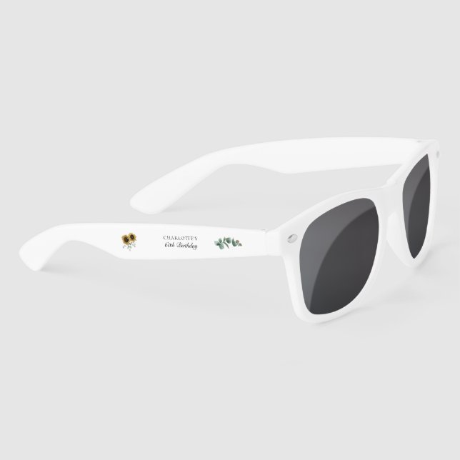 Floral Sunflower Eucalyptus 60th Birthday Party Sunglasses (Right)
