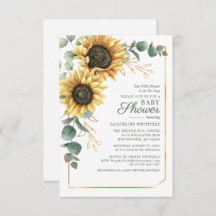 Floral Sunflower Eucalyptus Botanical Baby Shower Invitation