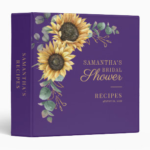 Floral Sunflower Eucalyptus Bridal Shower Recipes 3 Ring Binder