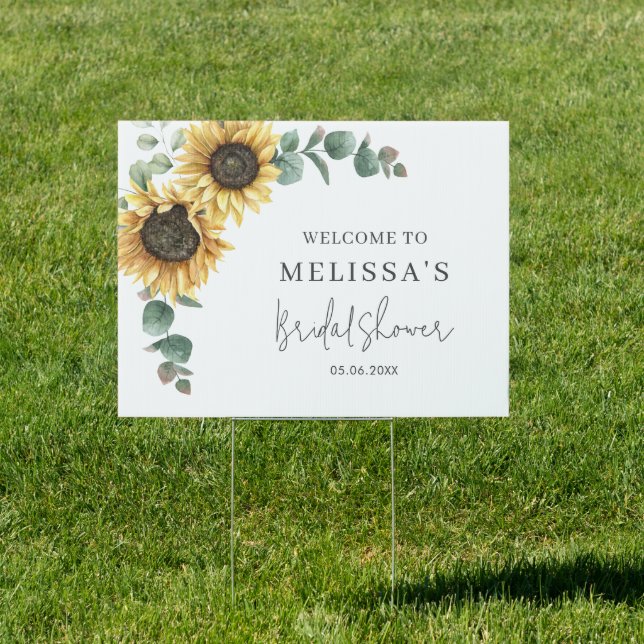 Floral Sunflower Eucalyptus Bridal Shower Sign (Insitu)