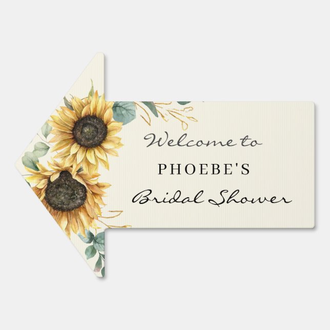 Floral Sunflower Eucalyptus Bridal Shower Welcome Sign (Front)