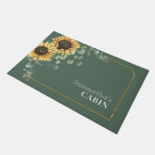 Floral Sunflower Eucalyptus Custom Geometric Bride Doormat (Angled)