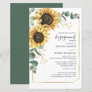 Floral Sunflower Eucalyptus Engagement Invitation