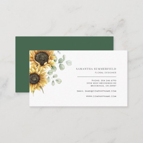 Floral Sunflower Eucalyptus Florist Business Card