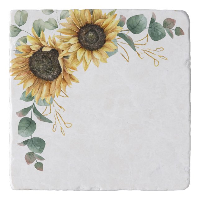 Floral Sunflower Eucalyptus Foliage Trivet (Front)