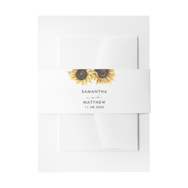 Floral Sunflower Eucalyptus Foliage Wedding Invitation Belly Band (Front Example)