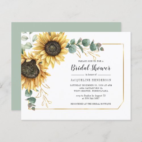 Floral Sunflower Eucalyptus Greenery Bridal Shower