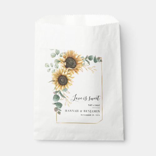 Floral Sunflower Eucalyptus Greenery Wedding Favor Bag