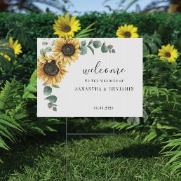 Floral Sunflower Eucalyptus Greenery Wedding Sign
