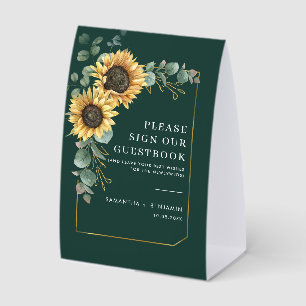 Floral Sunflower Eucalyptus our Guestbook Paper Table Tent