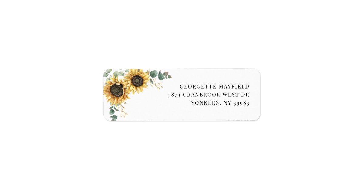 Floral Sunflower Eucalyptus Return Address Label Zazzle