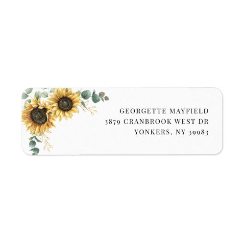 Floral Sunflower Eucalyptus Return Address Label