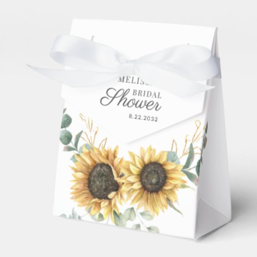 Floral Sunflower Eucalyptus Script Bridal Shower Favor Boxes